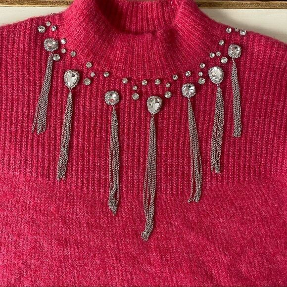 Calligraphie pink wool blend sweater - Picture 3 of 9